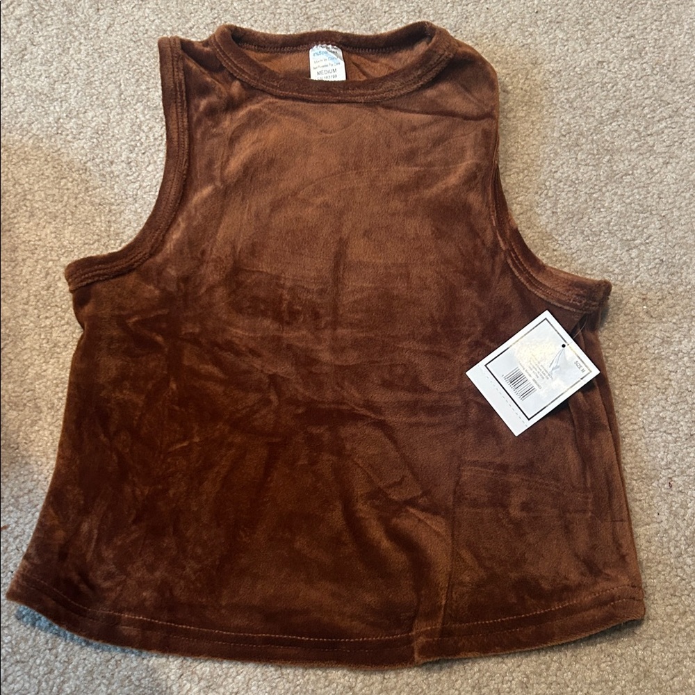 Brown velour tank top SOFT size medium🧸